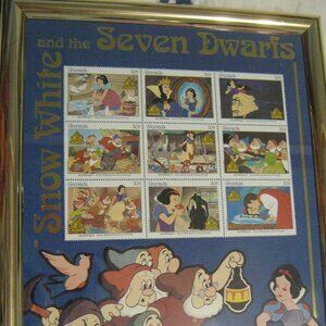 MINT NEW Framed Set of Snow White and the Seven Dwarfs from Grenada